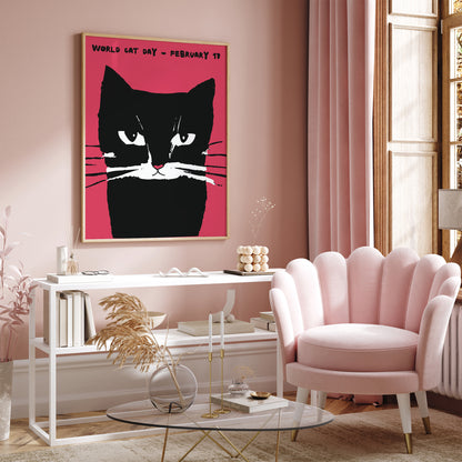 World Cat Day Retro Poster