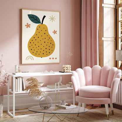 Scandinavian Pear - Minimalist Fruit Wall Art Print