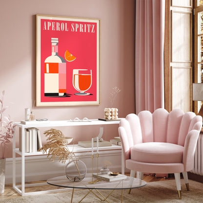 Aperol Spritz Drink Minimal Poster