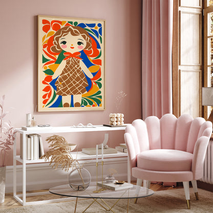 Cute Little Dollie Art Print Kids Room Decor