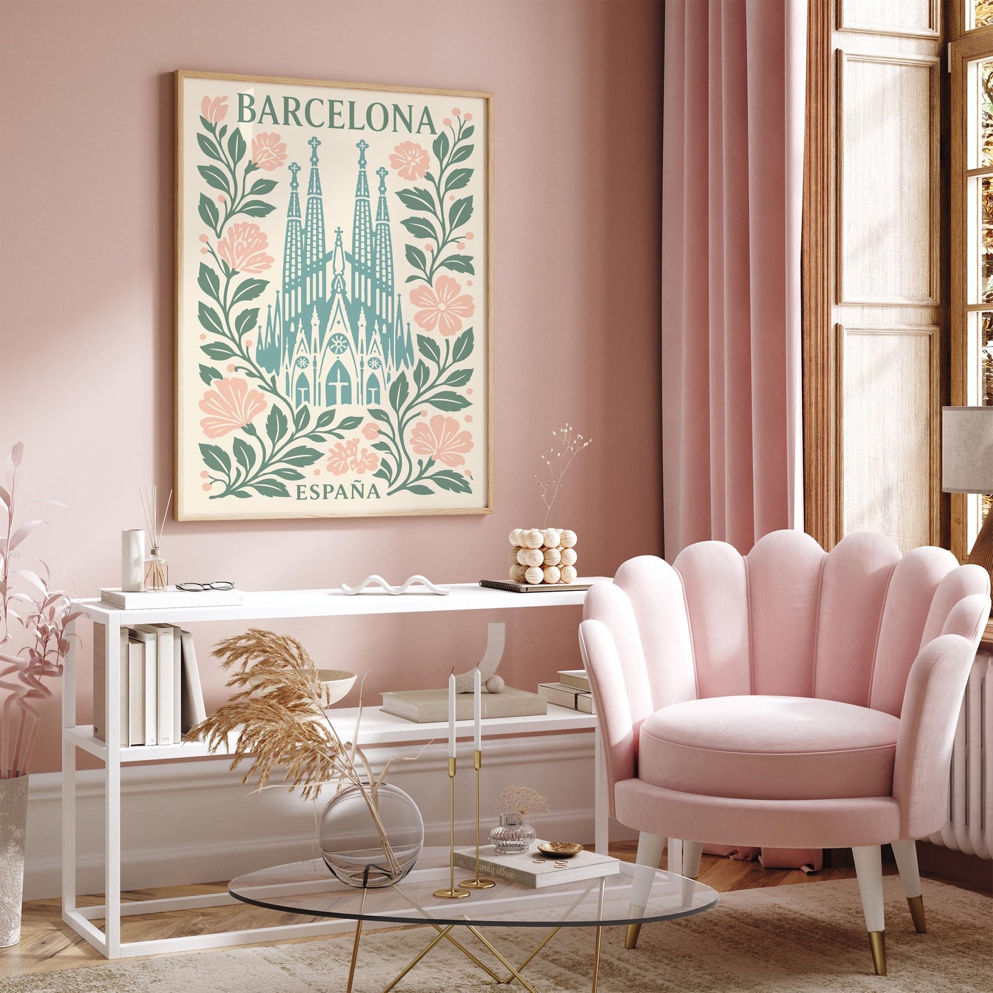 Barcelona Sagrada Familia Poster – Vintage Spain Travel Art
