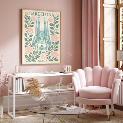 Barcelona Sagrada Familia Poster – Vintage Spain Travel Art