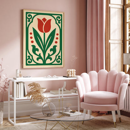 Red Tulip Flower Poster