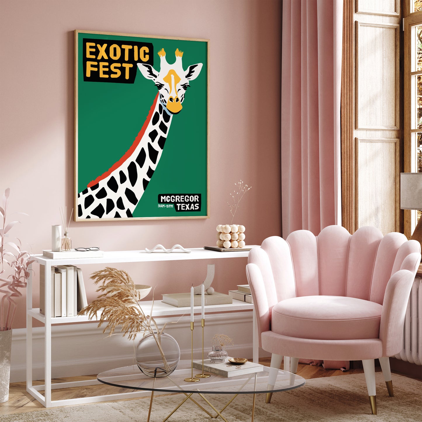 Exotic Fest - Retro Giraffe Poster