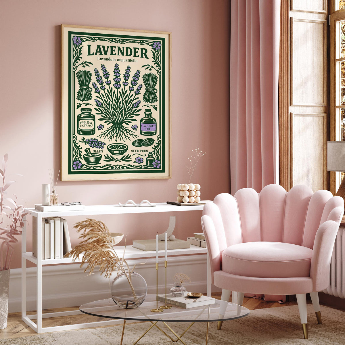 Lavender Herbal Vintage Art Poster