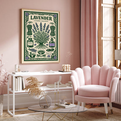 Lavender Herbal Vintage Art Poster