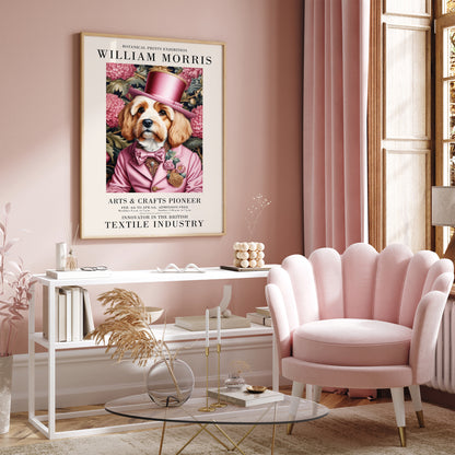 Cute Victorian Dog Pink Art Print