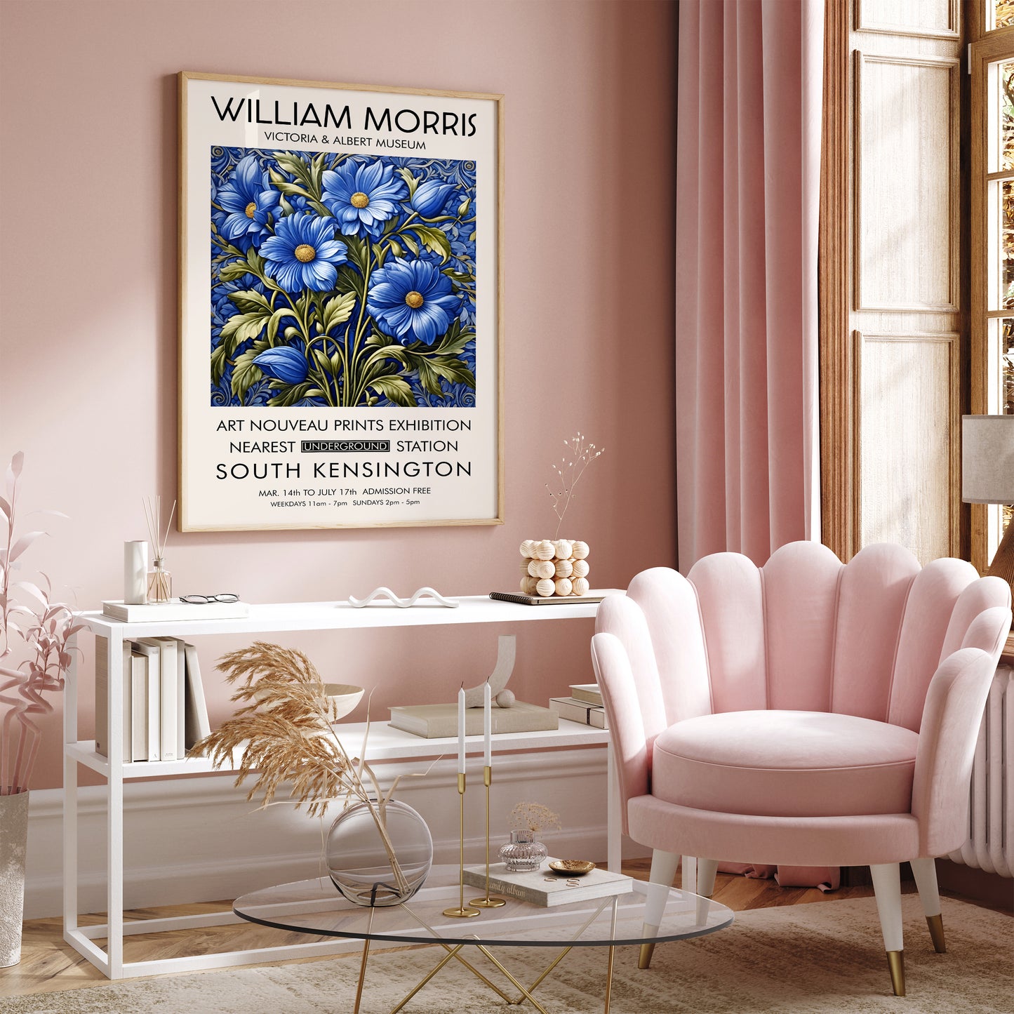 William Morris Blue Floral Poster