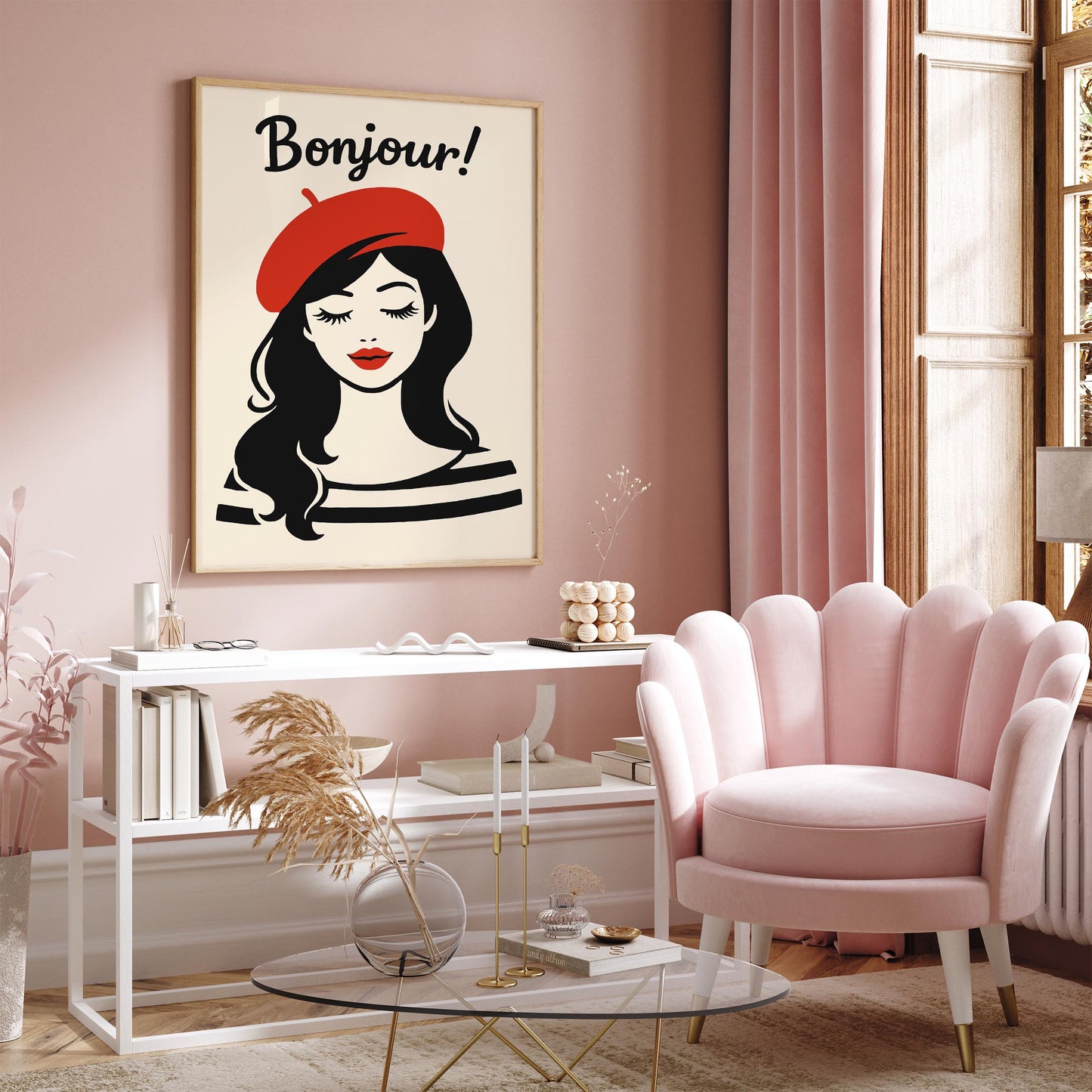 Bonjour French Girl Poster