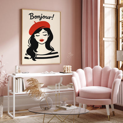 Bonjour French Girl Poster