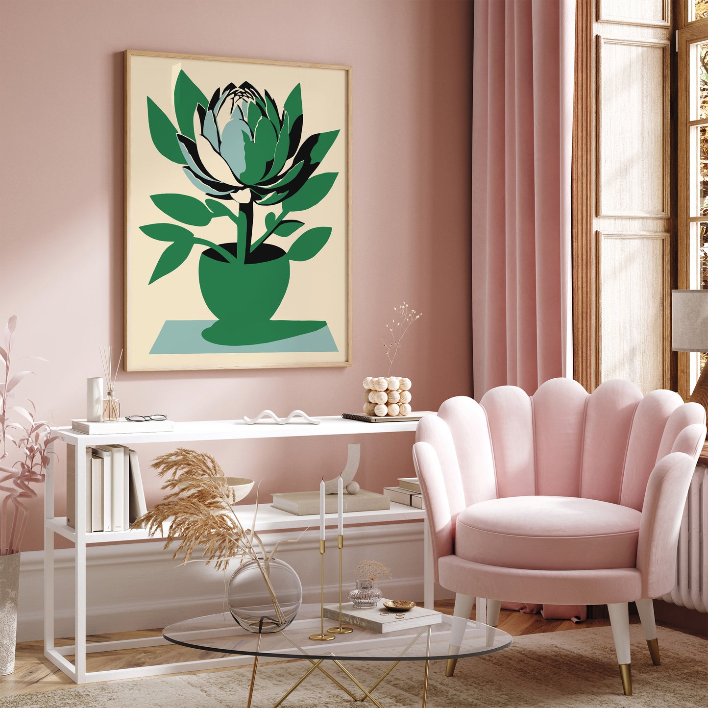 Green Artichoke Flower Art Print