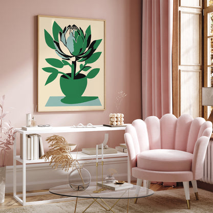 Green Artichoke Flower Art Print