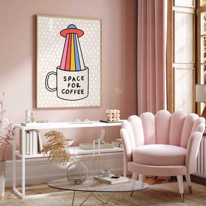 Space For Coffee Quirky UFO Poster