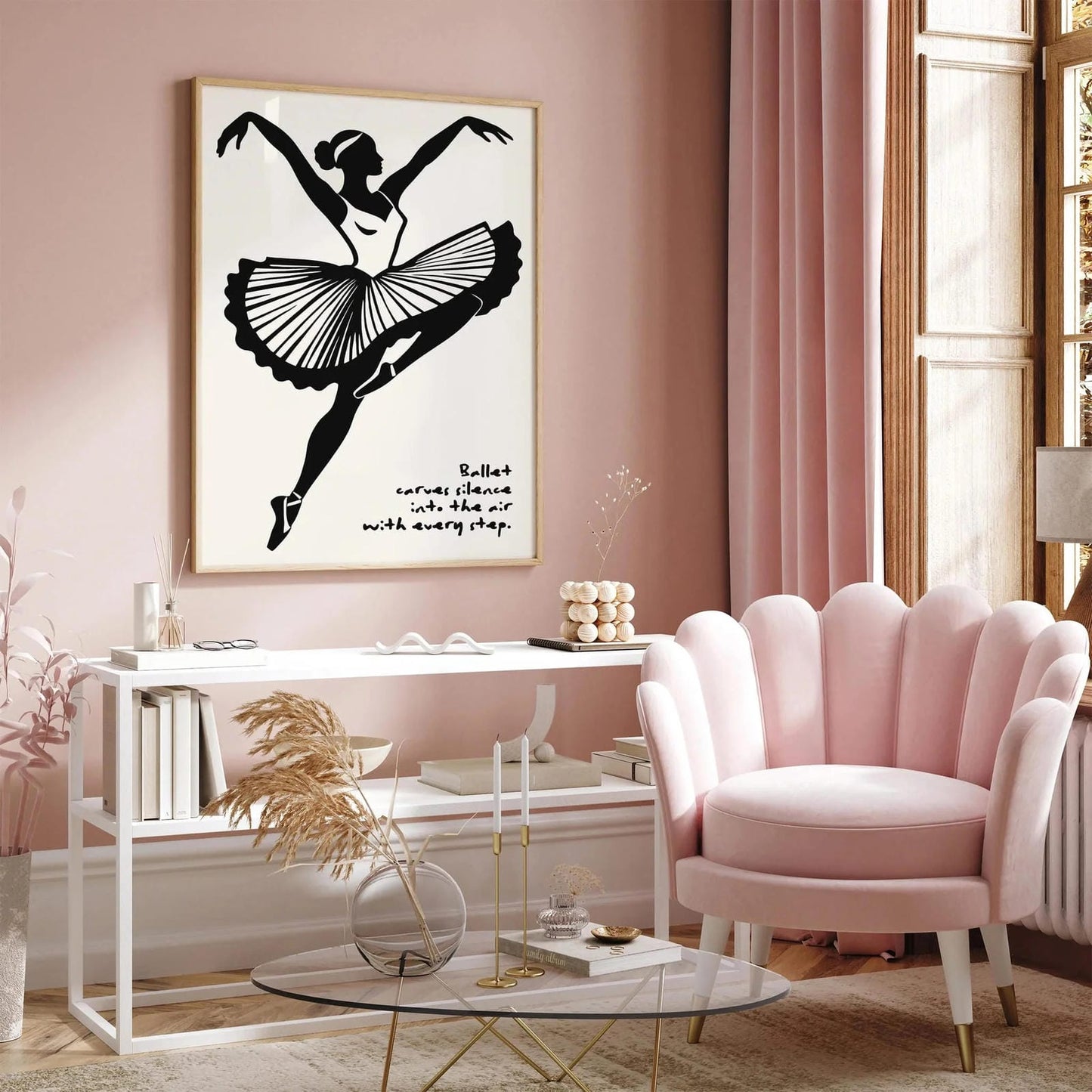 Black and White Ballet Music Poster