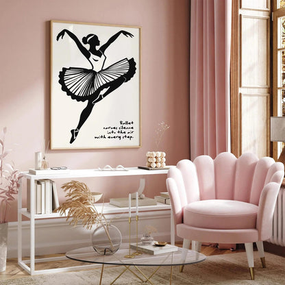 Black and White Ballet Music Poster