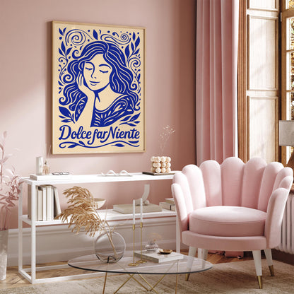 Dolce Far Niente Poster - Blue Quote Wall Art