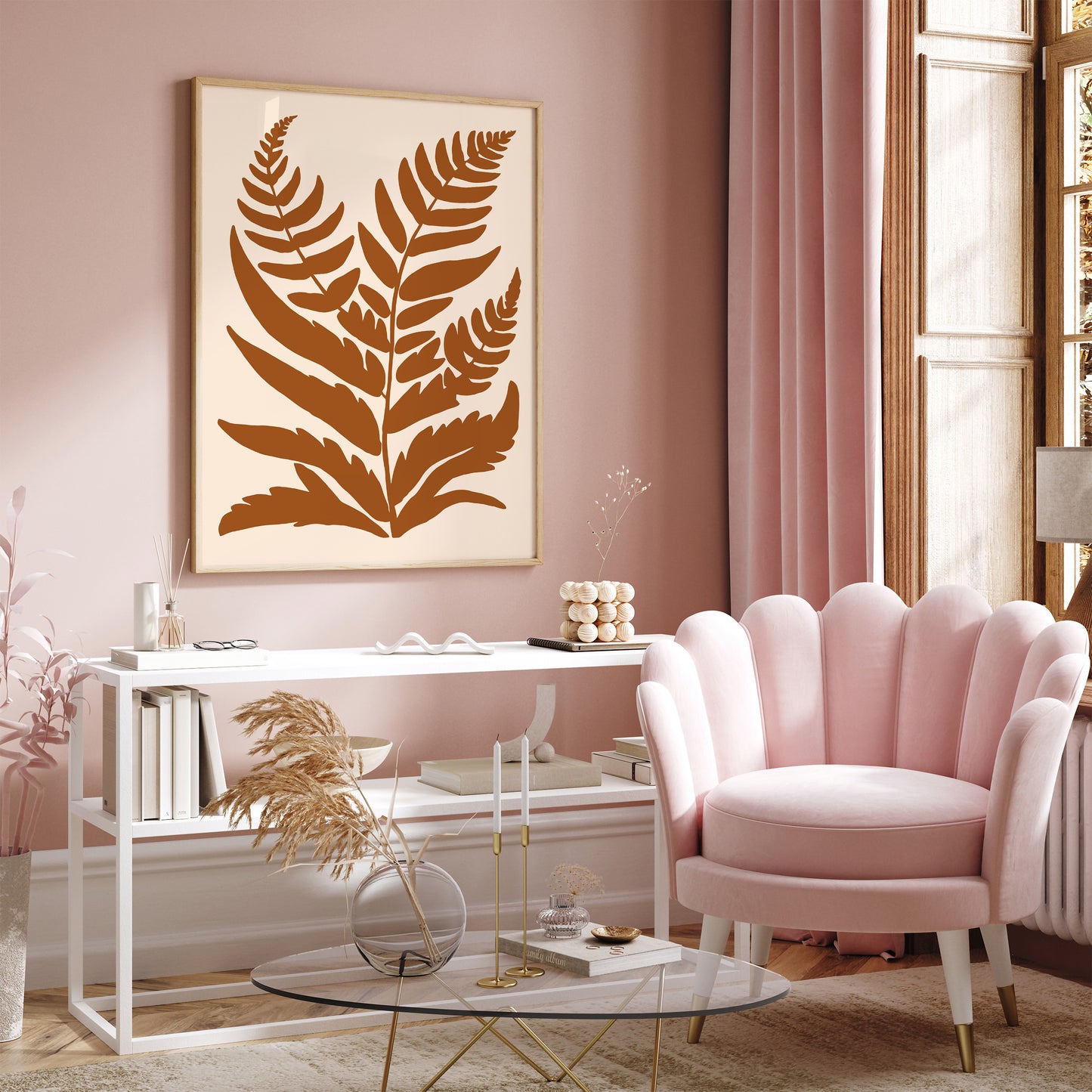 Farmhouse Decor Brown Fern Leaf Print