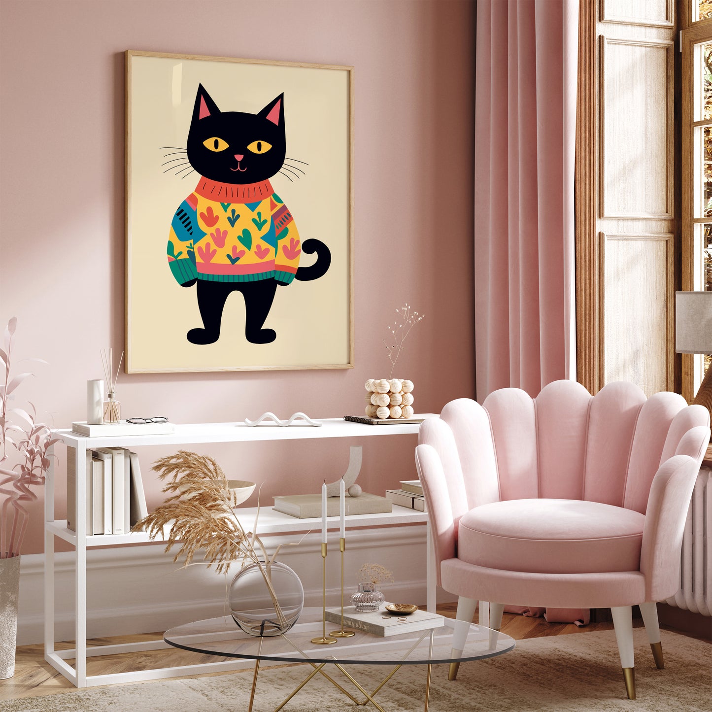 Sweater Cat Funny Art Print