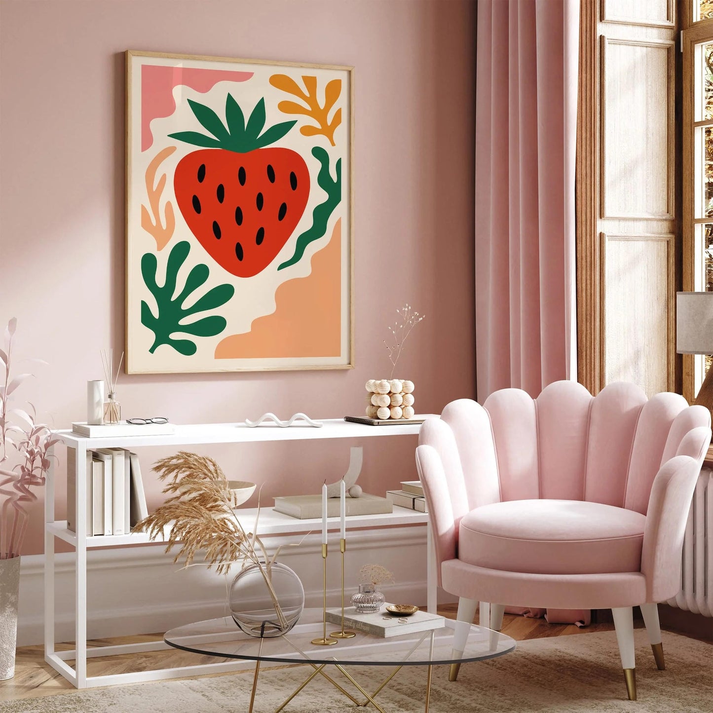 Bohemian Retro Strawberry Poster