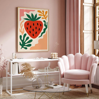 Bohemian Retro Strawberry Poster