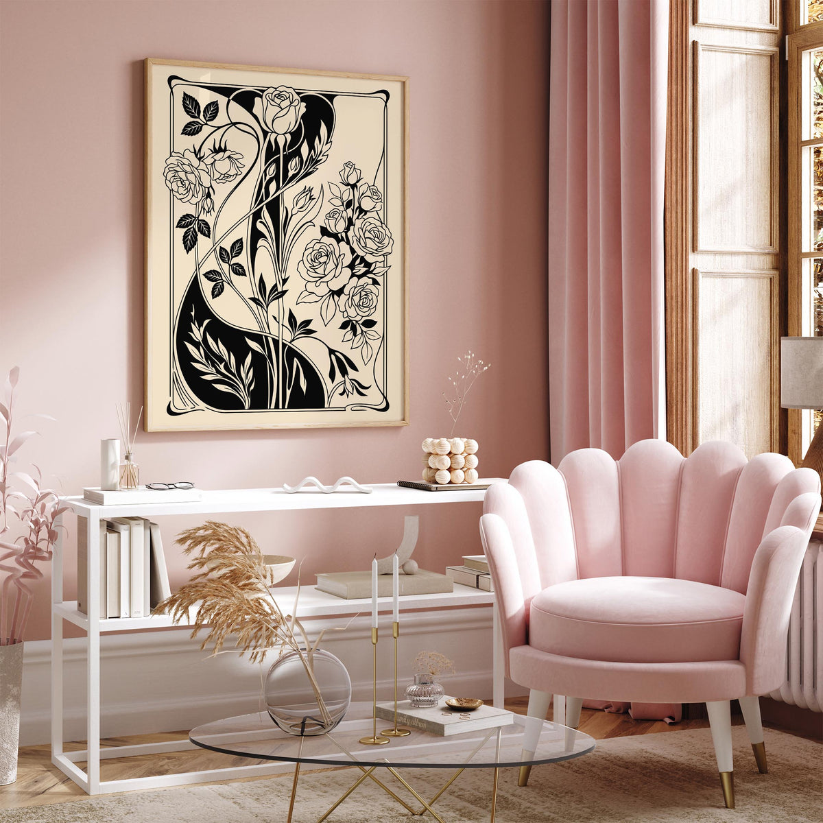 Art Nouveau Rose Poster