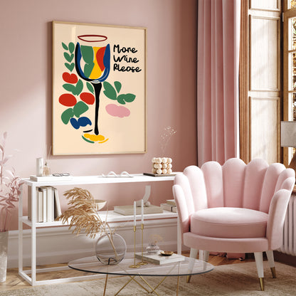 More Wine Please - Quirky Poster