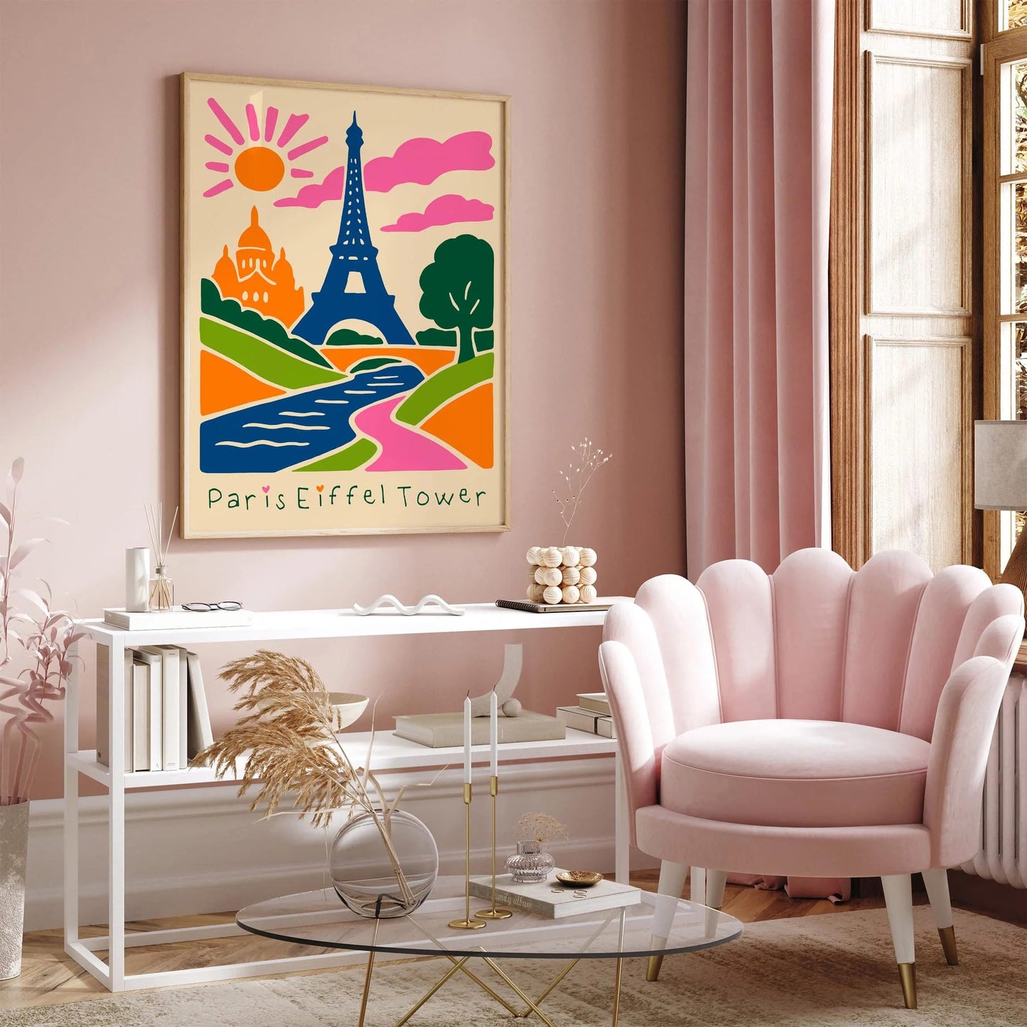 Paris Eiffel Tower Poster - Colorful Cute Wall Art