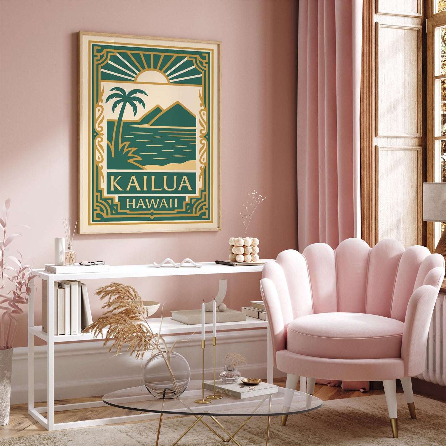 Kailua Hawaii Poster - Art Deco Travel Wall Art