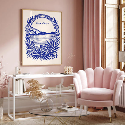 Cote d Azur French Blue Travel Art Print