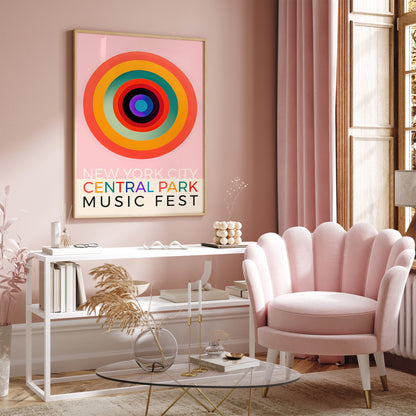 NYC Central Park Music Fest Pink Poster 2024