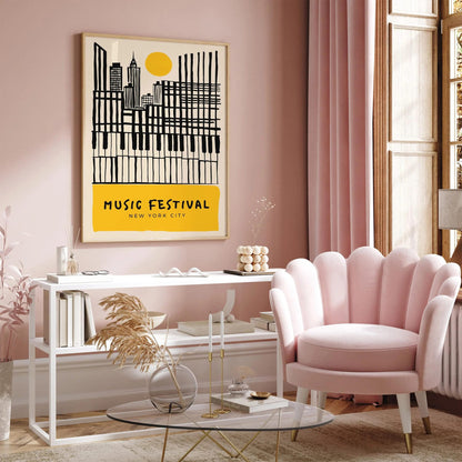 Music Festival New York City Yellow Poster