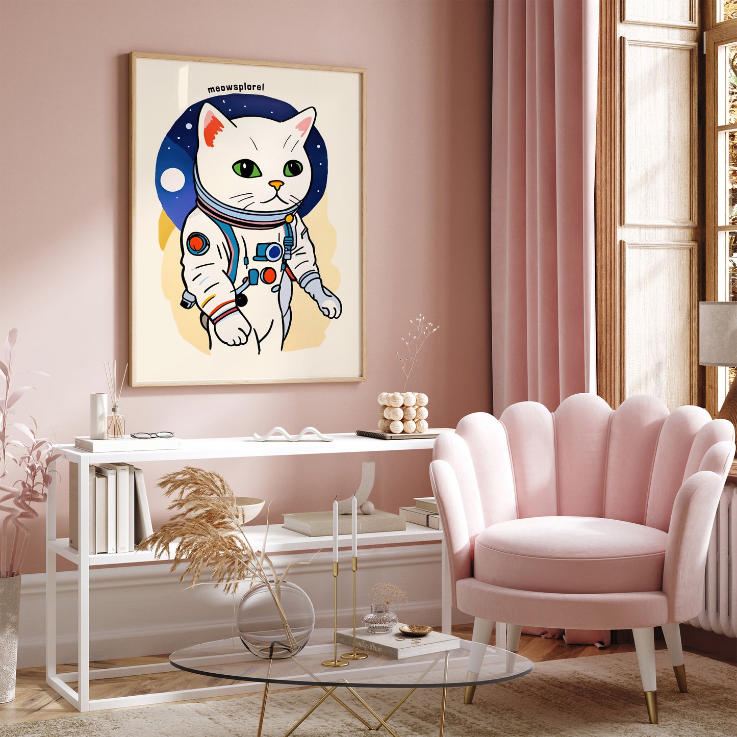 Cute Cat Space Explorer Art Print