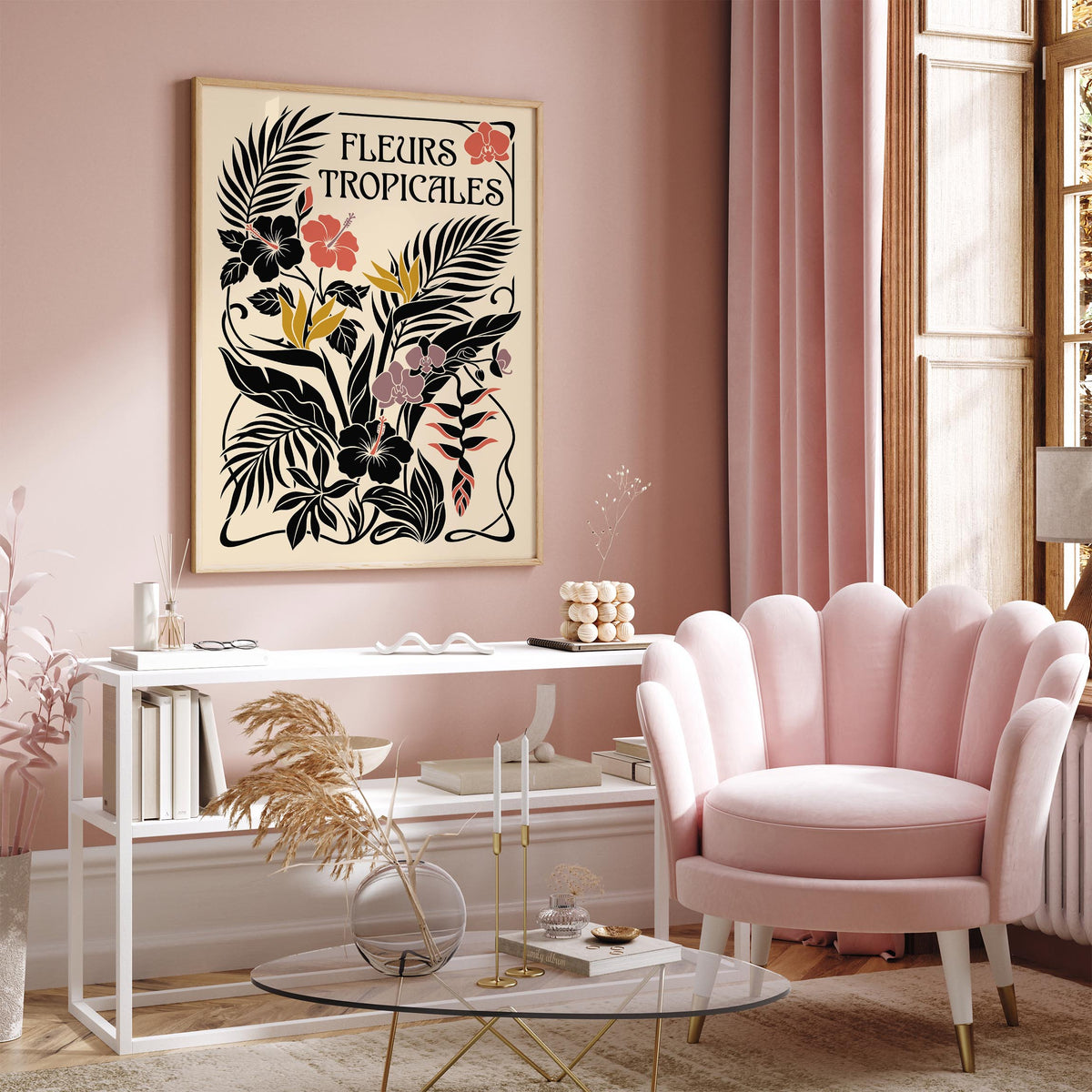 Tropical Flowers Botanical Poster