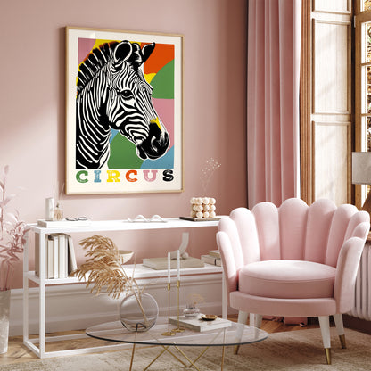 Retro Circus Zebra Colorful Poster