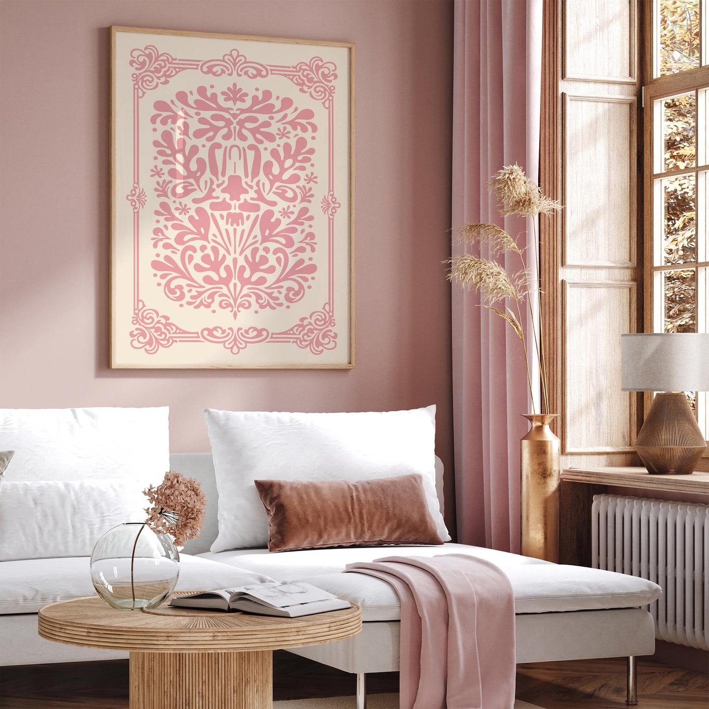 Pink Rococo Abstract Floral Print