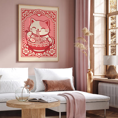 Funny Ramen Cat Poster – Asian Food Wall Art