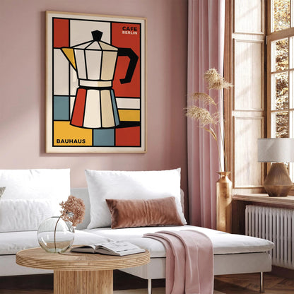 Bauhaus Cafe Berlin Poster - Retro Geometric Wall Art