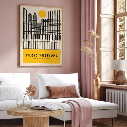 Music Festival New York City Yellow Poster