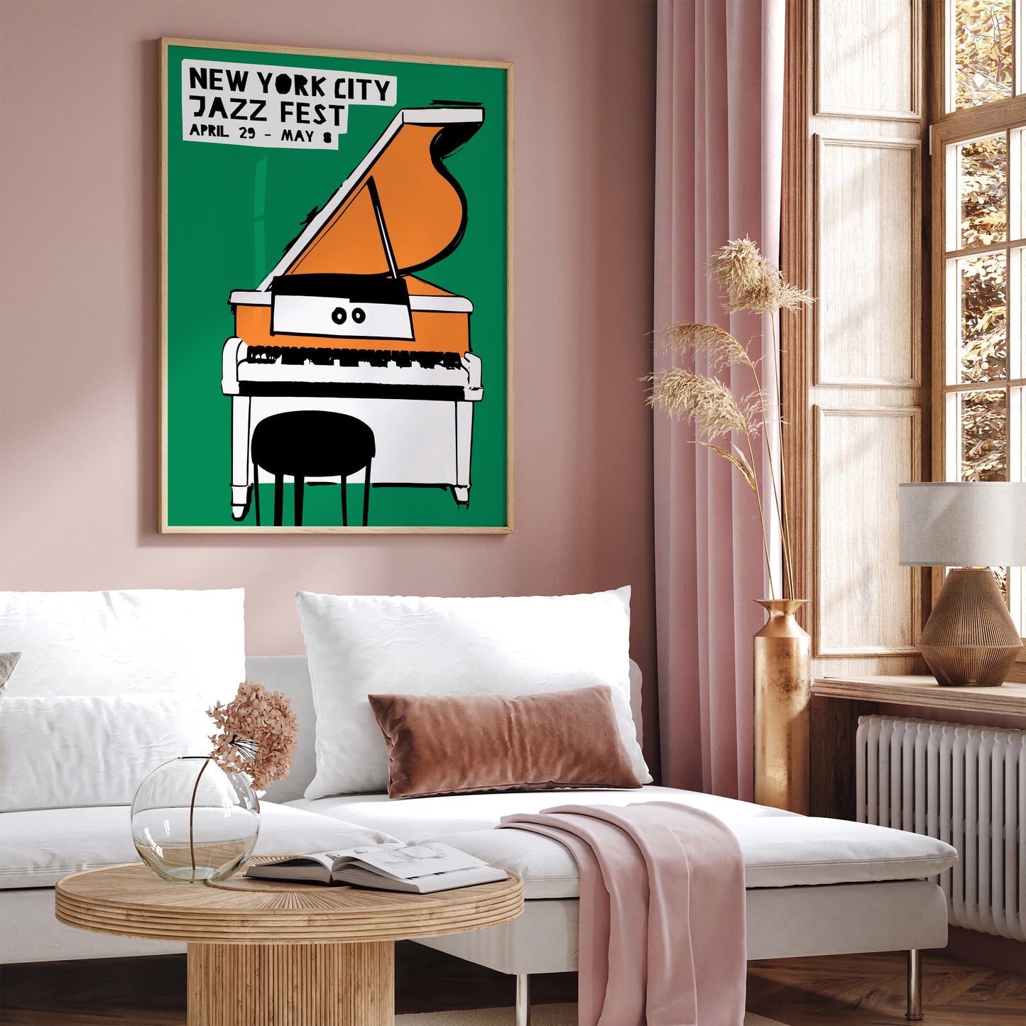 Piano Jazz Festival Green Retro Poster