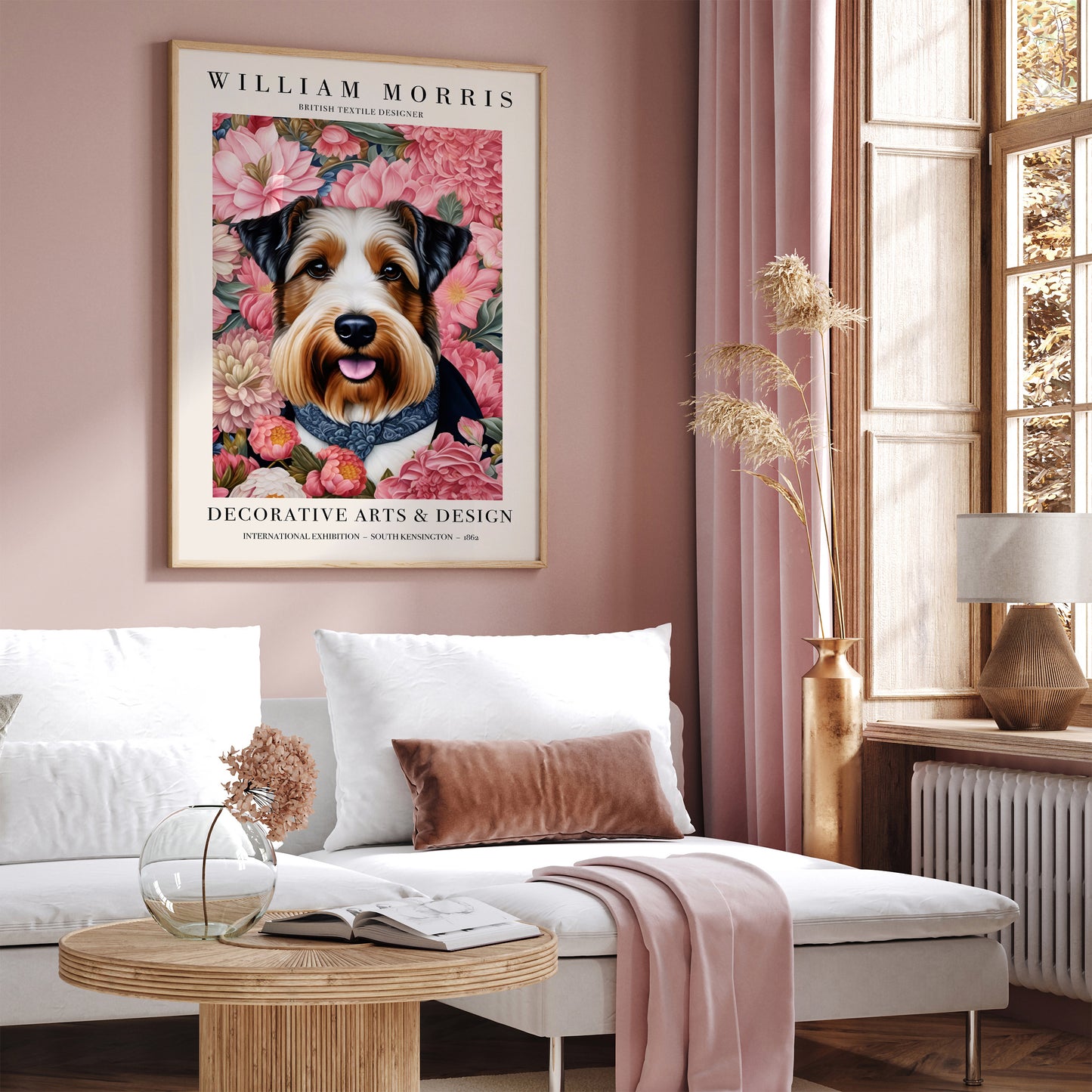 Cute Dog Portrait in Morris Style Poster