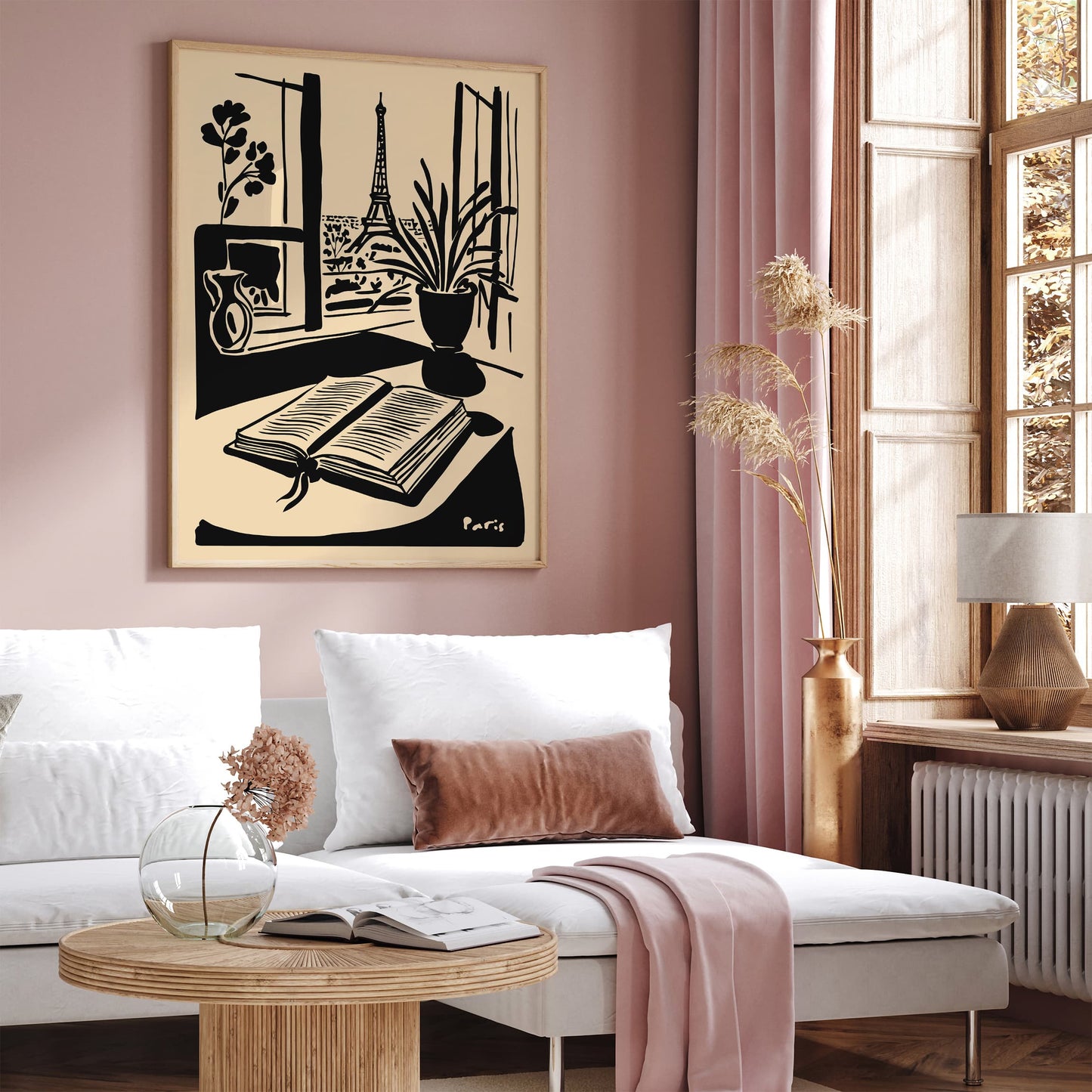 Paris Eiffel Tower and Book Poster