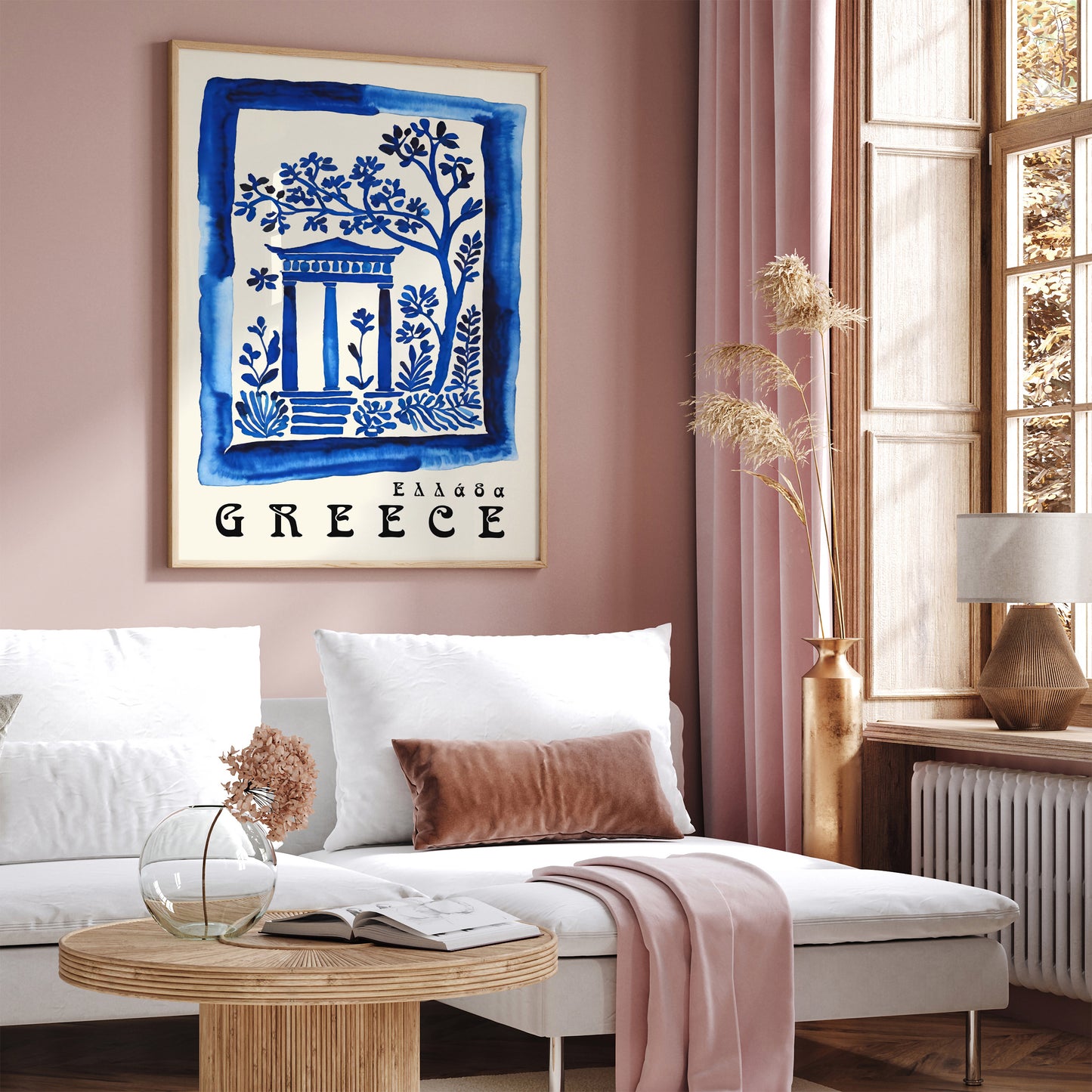 Greece Travel Blue Wall Art Honeymoon Gift 2024