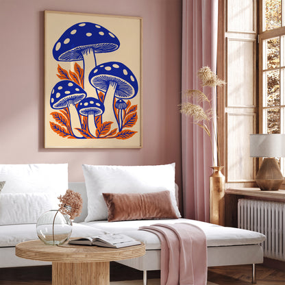 Blue Mushrooms Poster 2025