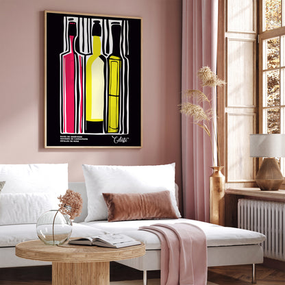 Celeste Wine Retro Black Art Print