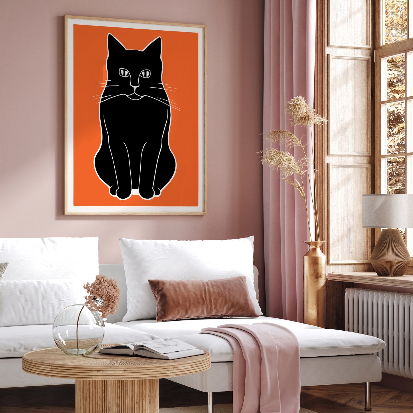 Black Moody Cat Art Print