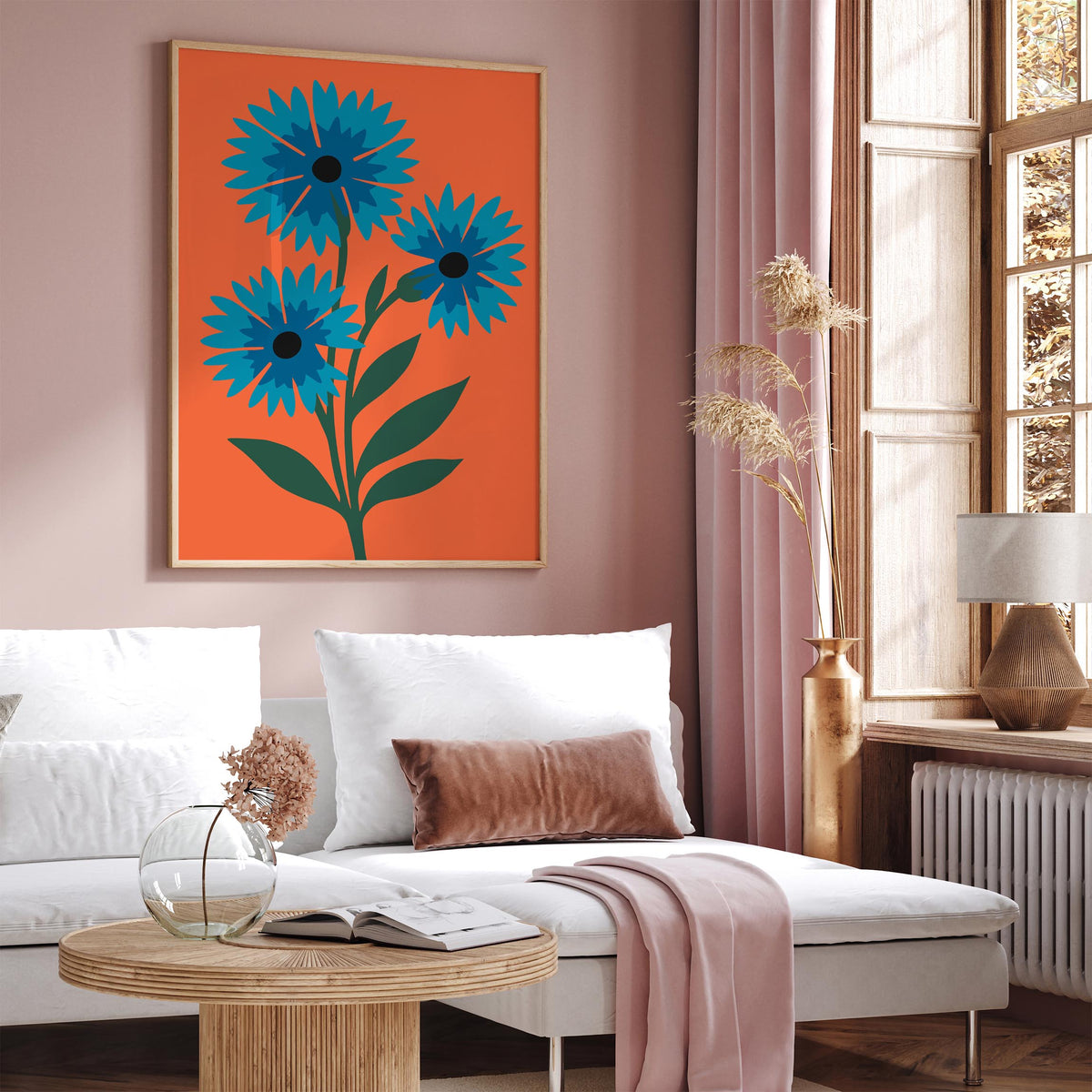 Abstract Cornflower Floral Art Poster