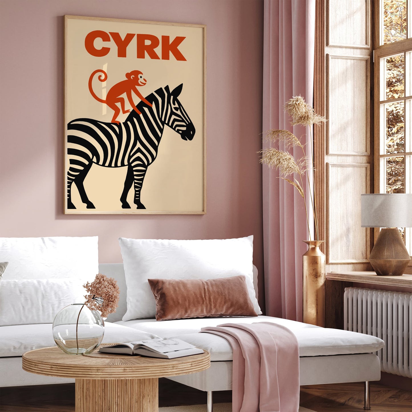 Polish Circus Zebra & Monkey Poster