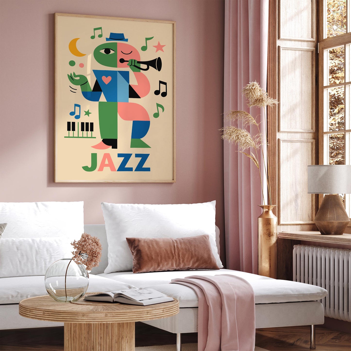 Jazz Music Poster - Abstract Musician in Paul Klee Style