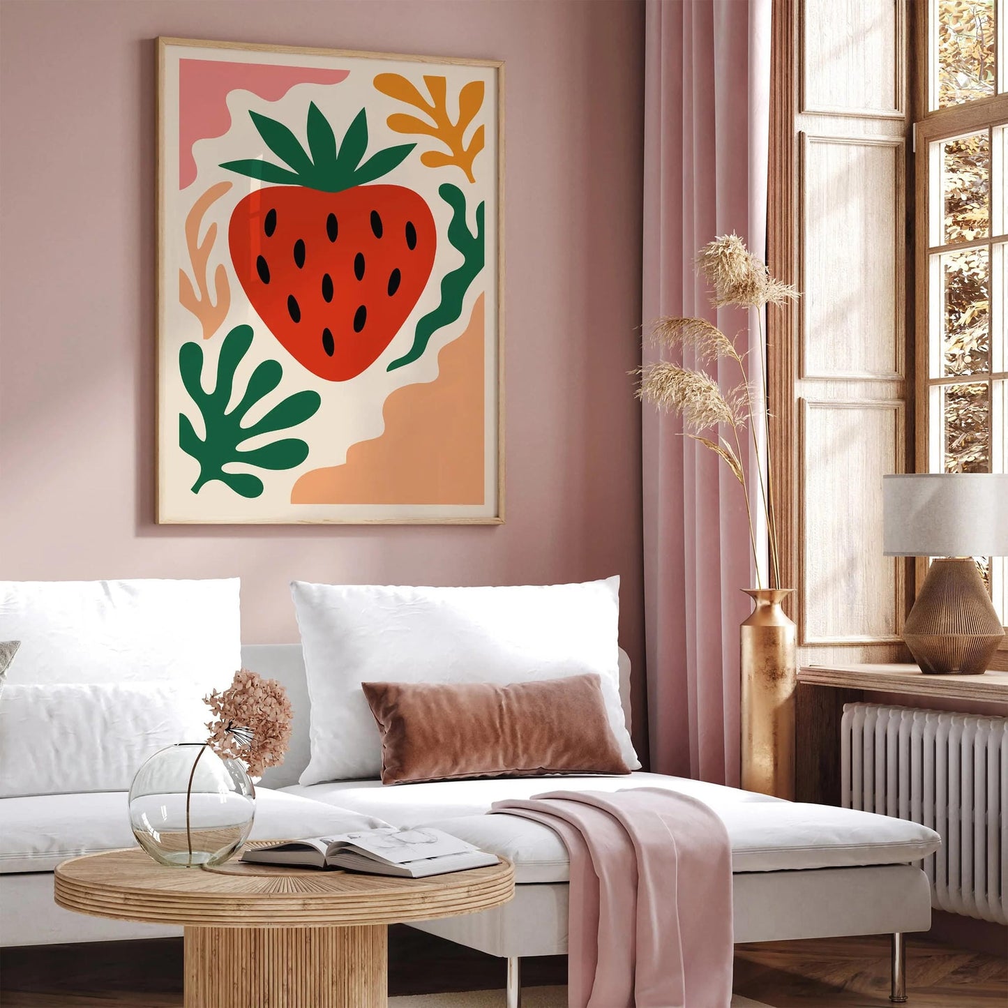 Bohemian Retro Strawberry Poster
