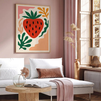 Bohemian Retro Strawberry Poster